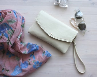 White Leather Clutch, Bridal Clutch, Envelope Clutch, Leather Clutch, Wedding Clutch, Wedding purse, White Pouch, Wristlet Clutch, Clutch