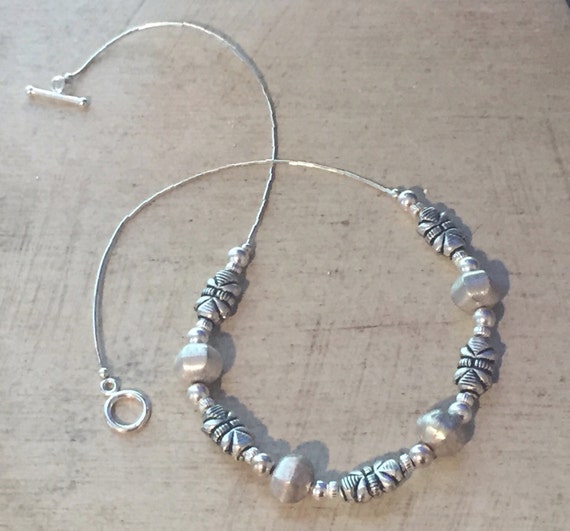 Unique Sterling Silver Necklace with Beadshandmade