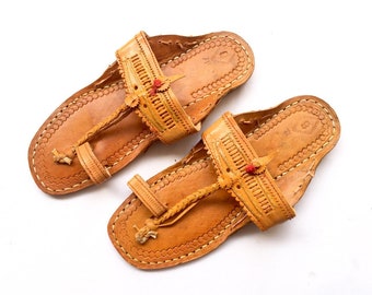 Women Sandals - Natural Brown Art Leather Kolhapuri Chappals/Shoes for Women/Women Flats/Ethnic Indian Flip Flops