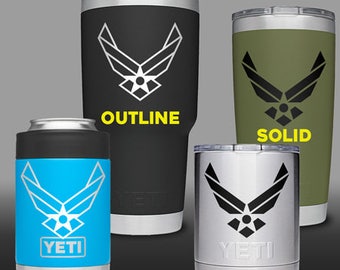 Air Force Symbol Wings (USAF) - Yeti Cup / Water Bottle / Tumbler / Cell Phone Vinyl Decal / Sticker