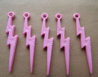 Charms eclairs pink acrylic (x 5)