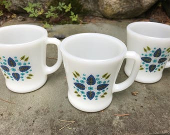 Vintage Milk Glass Coffee Cups (Set of 3)