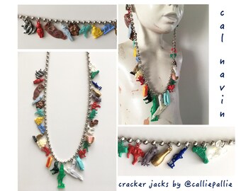 Ball Chain Cracker Jack Necklace Collectables Vintage 1920's-1950's Fashion Charms Prizes