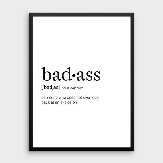 Badass Definition Dictionary Art Print Dictionary Art