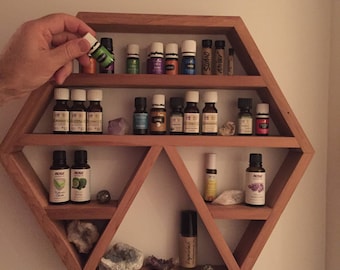 Hexagonal wall-hung shelf
