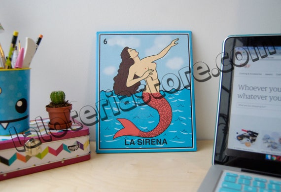 Canvas La Sirena Loteria Card Stretched And Ready For Hanging 2084