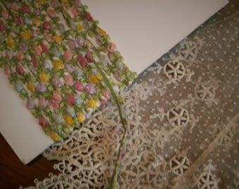 Authentic ribbon work silk ribbon antique garland
