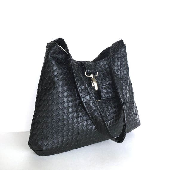 Black hobo bag Faux leather shoulder bag Office purse