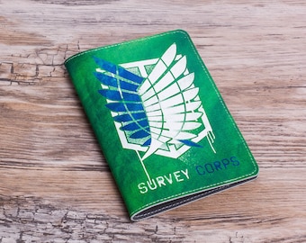 Attack On Titan Passport Cover, Survey Corps Passport Wallet, Anime genuine leather passport ID cover holder