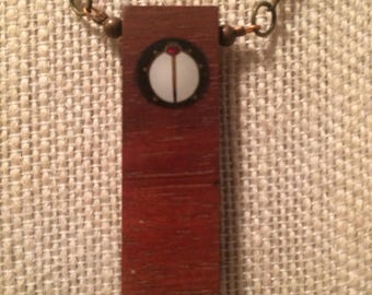 Hardwood pendant necklace w/ scarab