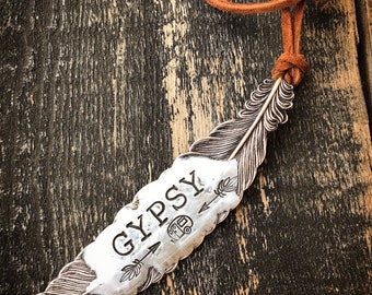 GYPSY - hand stamped - rear view charm