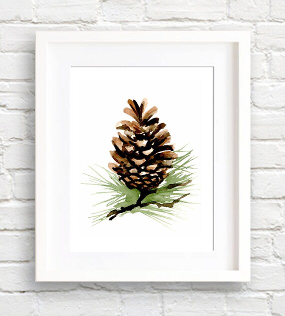 size 14 x envelopes 8.5 Cone Print Painting Decor Watercolor Art Pine Wall