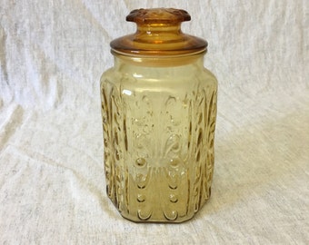 Vintage Imperial Amber Glass Atterbury Scroll Canister