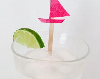 15 Sailboat Swizzle Sticks - Drink Stir Sticks - Nautical - Bridal Shower - Birthday - Baby Shower - Last Sail Before the Veil - Ocean