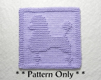 POODLE Dog Knit Dishcloth Pattern, Dog Lovers Gift Idea, Knit Wash Cloth Pattern, Easy Knitting Pattern for Beginners, Design by Aunt Susan