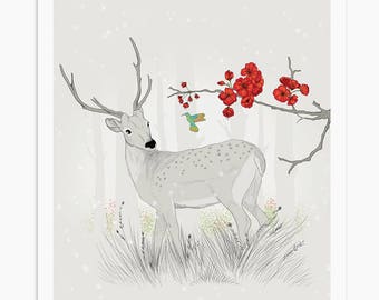 Gray Deer Poster, Animal Print, Baby Boy Nursery Art, Nursery Wall Decor, Home Decor, Woodland Wall Art, Deer Print, Baby Nursery Decor