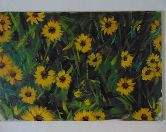 Original Acrylic Painting Black Eyed Susans