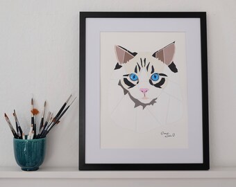 Acrylic Painting, Ragdoll Cat