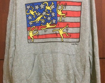 Keith Haring Sweatshirt Streetwear Hoodies American Pop Art Design Andy Warhol graffiti Size XL