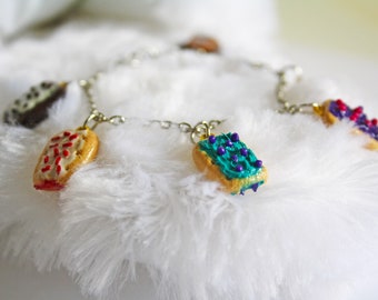 Poptarts Inspired Charm Bracelet | Polymer Clay Bracelet | Kawaii Jewelry | Food Jewelry | Breakfast Jewelry, Poptart Jewelry, Cute Bracelet