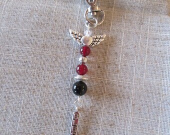 Black Onyx & Red Agate Charm
