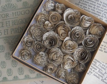 antique french paper rosettes-set of 25