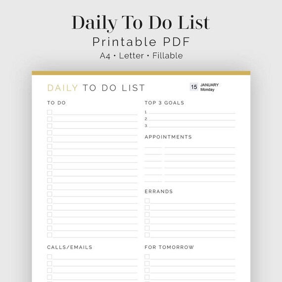 daily to do list fillable printable pdf task management