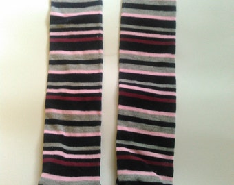 Pink and Maroon Striped Leg Warmers