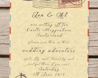 Vintage Travel Themed Wedding Invitations 10