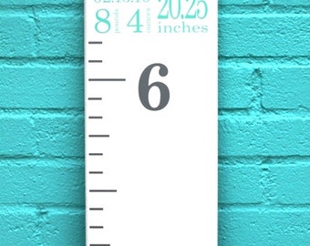 Growth Chart Ruler Add-On -- Custom Personalized Decal -- Top Header -- Name and Birth Stats -- Subway Art Style