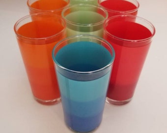 Vintage Bartlett Collins colorful ombre highball glasses, set of seven