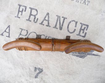 Vintage Towel Rack, French Faux Bamboo, Wood Towel Rack, 2 Hooks, Coat Rack, French Wall Rack, Farmhouse Kitchen
