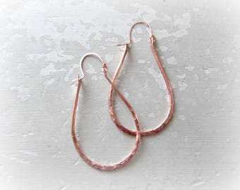 Hammered Copper Earrings, Copper Hoop Earrings, Hoop Earrings, Hammered Hoops, Rustic Earrings, Large Hoop Earrings, Copper Jewelry