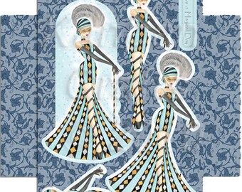 Woman dress stripes turquoise_KBYJPCT003