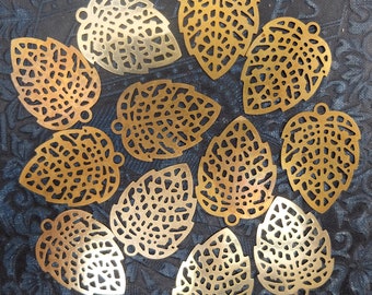 12 Vintage Metal Leaf Supply Findings
