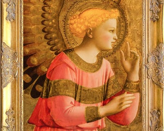 Gorgeous Angel Art Print, Fra Angelico Anunciation, Framed, Print on Canvas