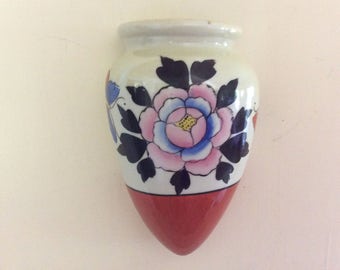 Vintage Wall Pocket Vase, Japan Logo and Marked on Back
