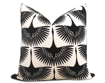 Bird Flock Pillow Cover - Black - Velvet Pillow - Mid Century Modern Pillow - Decorative Pillow - Throw Pillow - Designer Pillow - Velvet