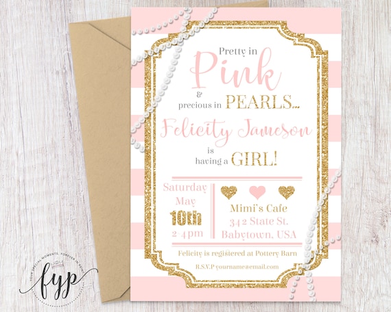 Glitter And Pearls Baby Shower Invitations 6