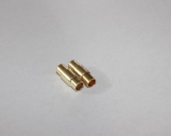 5 Sets Gold Magnetic Clasp (15x5,7mm) - Round Magnetic Clasp Gold Tone - Hole size is 4mm, PLS10