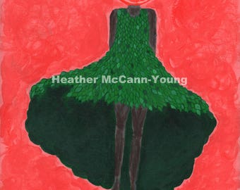 Orange Tree Dress (original acrylic painting)
