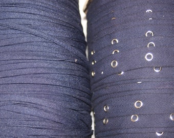2 or 5 yards Navy Blue cotton silver grommet eyelet twill trim tape sewing for Corsets Bustiers Lacing costumes 3/4" wide