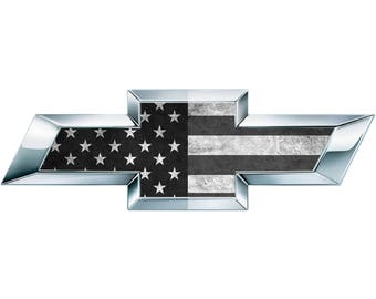 2 B/W American Flag Vinyl Sheets for Chevy Emblem Bowtie Silverado Tahoe Overlay Decal