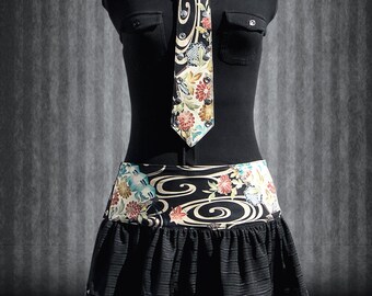 Necktie Japanese Punk Gothic Lolita Fans Flowers