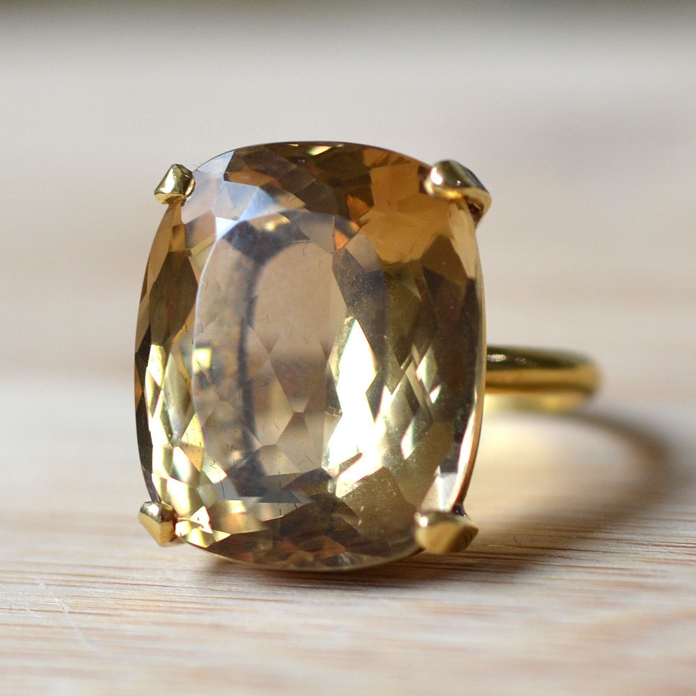 Golden Topaz 18K Yellow Gold Ring Golden Topaz Ring 18