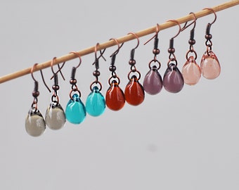 Little drop earrings, Czech glass earrings, multicolor earrings, simple earrings, gift for her, everyday set earrings, friendship earrings