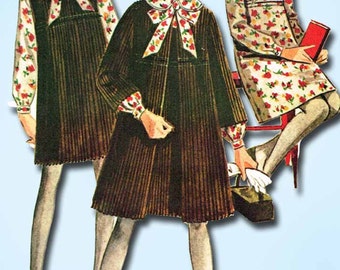 1960s Vintage McCalls Sewing Pattern 7933 Helen Lee Girls Dress & Coat Size 7