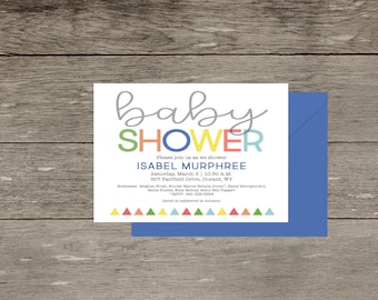 Digital Baby Shower Invitation Modern Minimal Simple Colorful