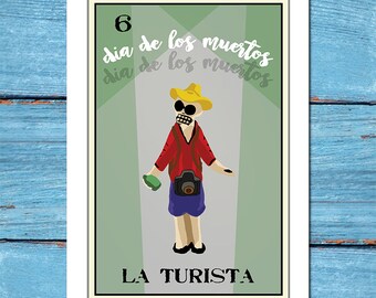 La Turista-Loteria 13x19 Art Print,loteria art,loteria print,art,home decor,fine art,giclee,digital print,dia de los muertos,day of the dead