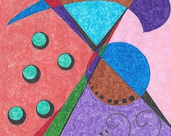 Mid Century Modern Art, Abstract, Wall Decor, Mid Century, Atomic